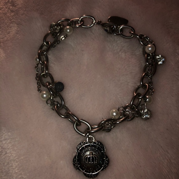 JUICY HARD ROCK BRACELET SILVER CRYSTALS PEARLS - Picture 4 of 12